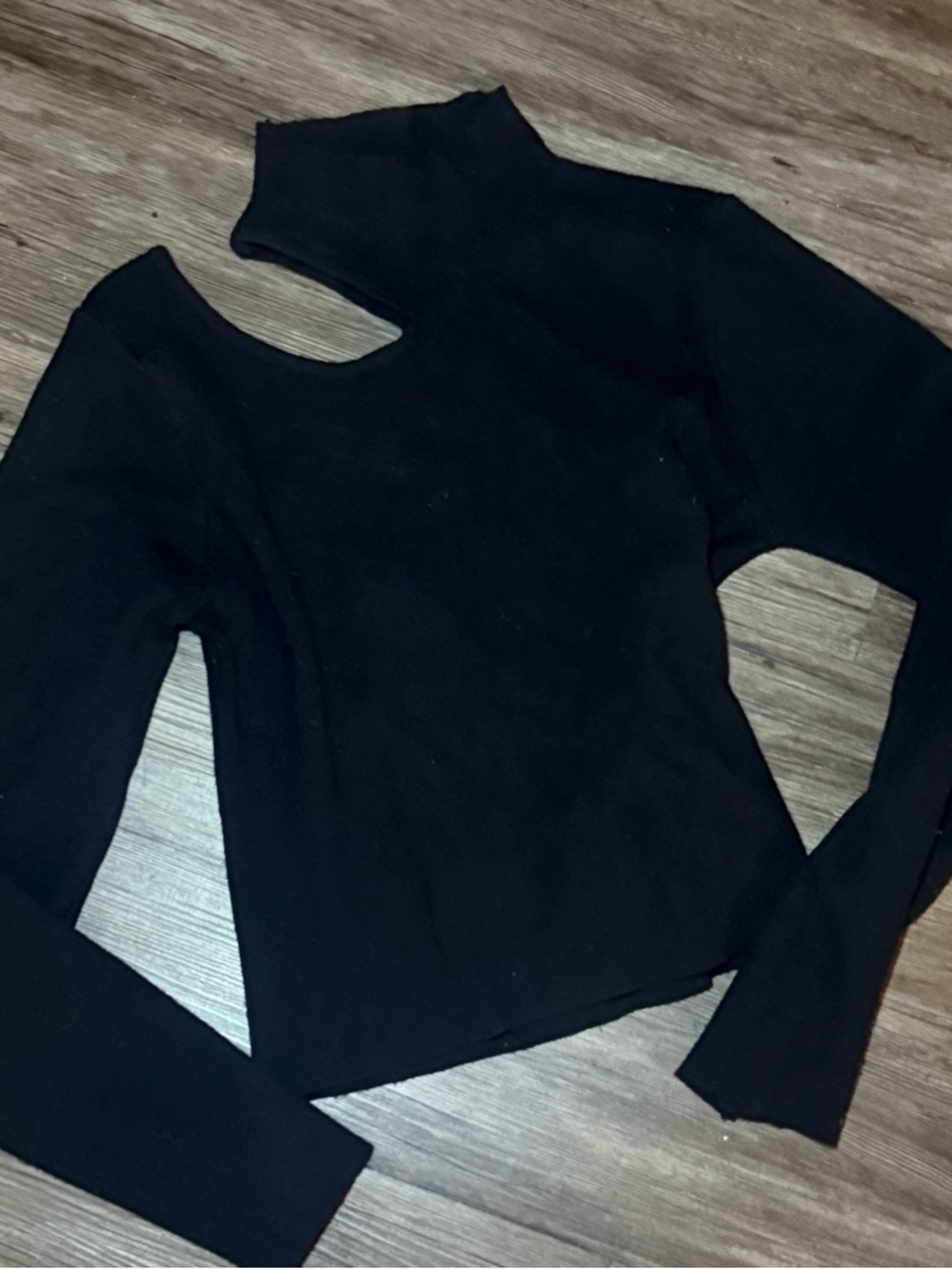 Black Cutout Long-Sleeve Women's Top